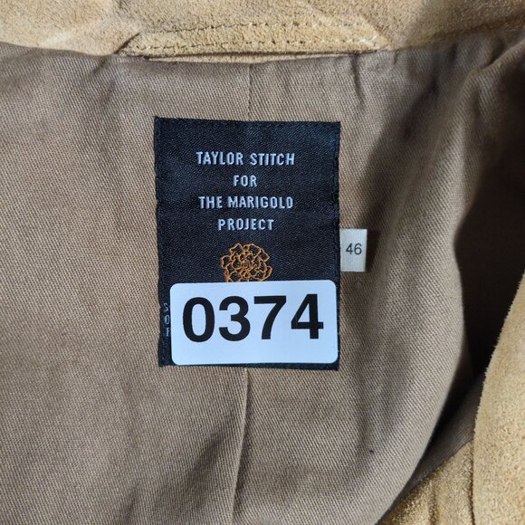 Taylor Stitch Marigold Mens 46 Sand Suede Long Haul Jacket Tan Barn Corduroy Lux - Picture 11 of 11